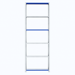 RackZone Easy Rack shelving, 300mm deep, white/blue, 5 strong shelves.