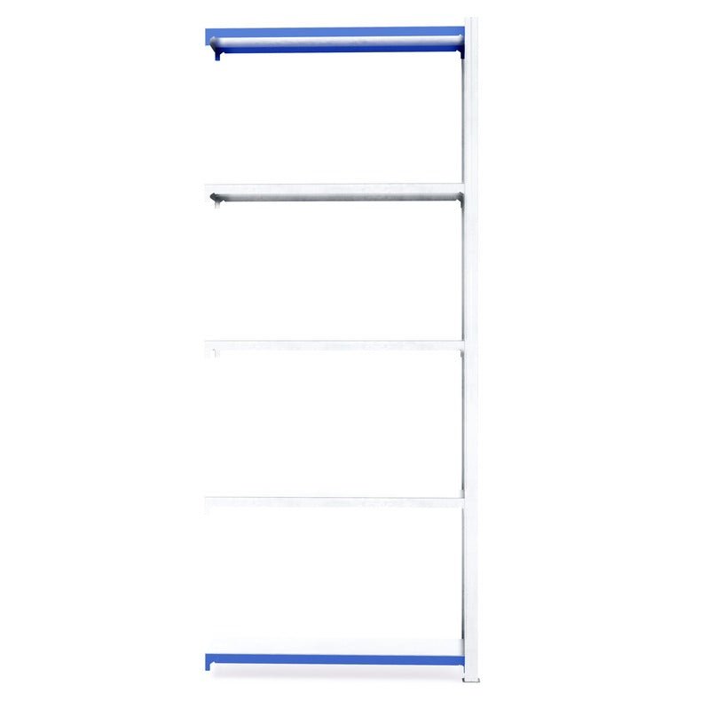 RackZone Easy Rack Galvanised Shelving Extender, 400mm depth, blue accents.