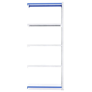 RackZone Easy Rack Galvanised 5-shelf unit with blue trim, 500mm depth.