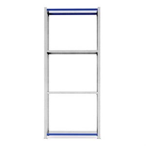 RackZone Easy Rack Galvanised Shelving, 3 shelves, blue bars, 600mm depth.
