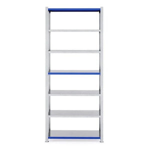 RackZone Easy Rack Galvanised Shelving, 6 shelves, blue bars, 600mm depth.