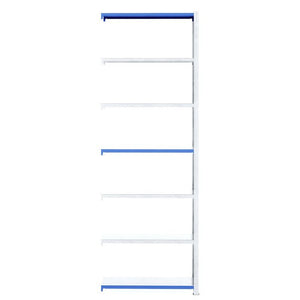 RackZone Easy Rack Galvanised Extender, 6 shelves, 400mm deep, blue edges.