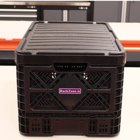 A grey RackZone Foldable Picking Crate 540x360x300mm 48L on a light surface.