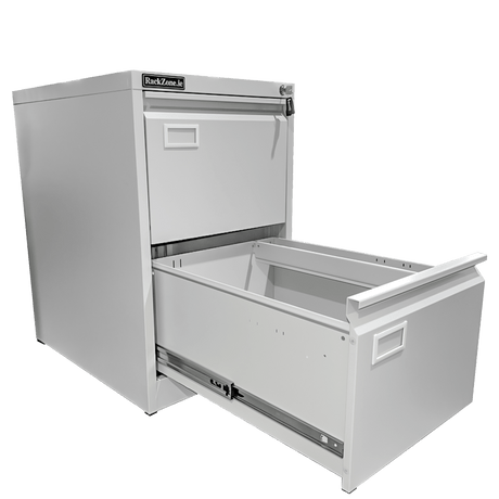 RackZone Two Door Filing Cabinet offers lockable storage with two compartments.