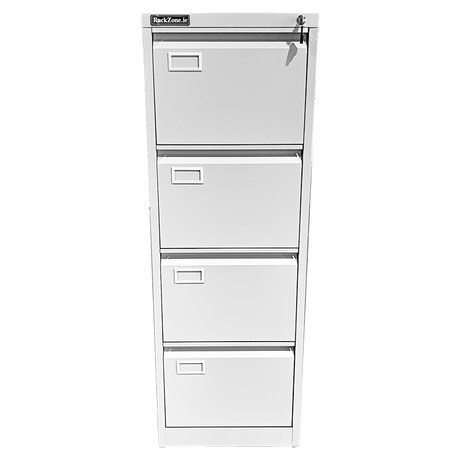 RackZone Four Door Filing Cabinet, 1323H x 457W x 620D, lockable office storage.
