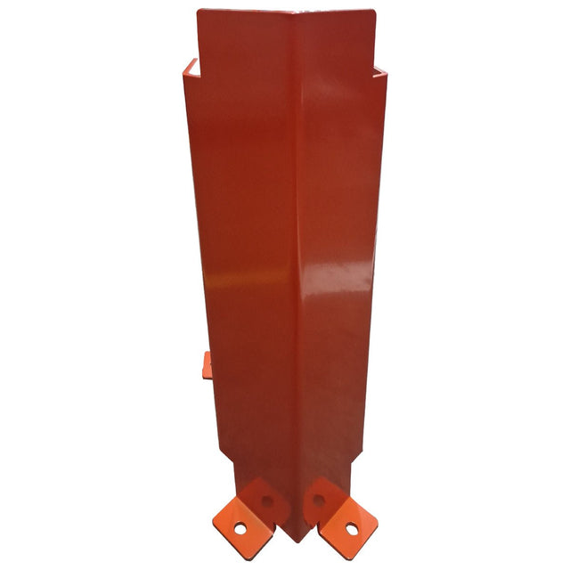 RackZone Single Upright Angle Protector, floor mounted with base plates, top view.