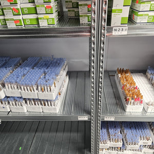 RackZone Galvanised Shelving 400mm holds medical vials and boxes neatly.