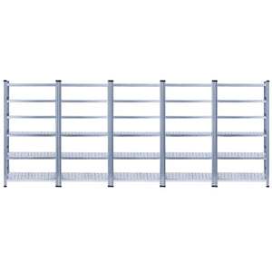 RackZone Galvanised Shelving, 6-Level, 5-Bay, 2500h x 900w x 600d.