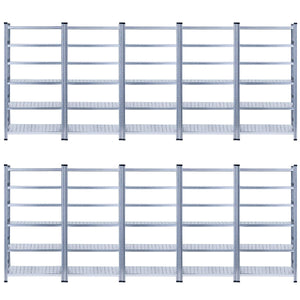 Two RackZone galvanised shelving units, 6 shelves each, on a white background.