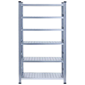 RackZone Galvanised Shelving, 6 levels, 2500h x 1200w x 400d, front view.
