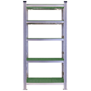RackZone 5-bay galvanised shelving with plastic shelves, delivery included.