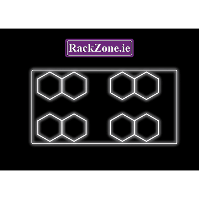 Diagram of four hexagon pairs showing Hexagonal LED Set 3 by RackZone.