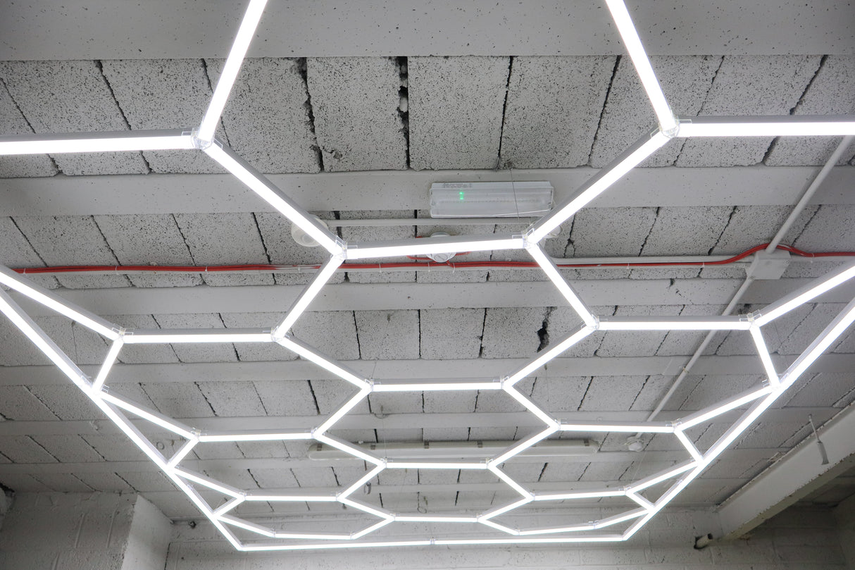 The RackZone Hexagonal LED Set 5 creates a honeycomb look on your ceiling.