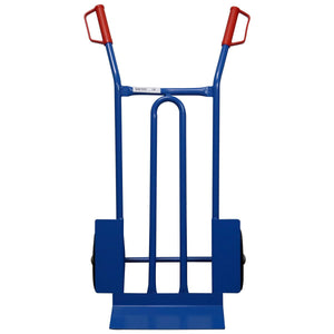 RackZone Hand Truck 250kg, 1048x600x520mm, blue with red handles, front view.