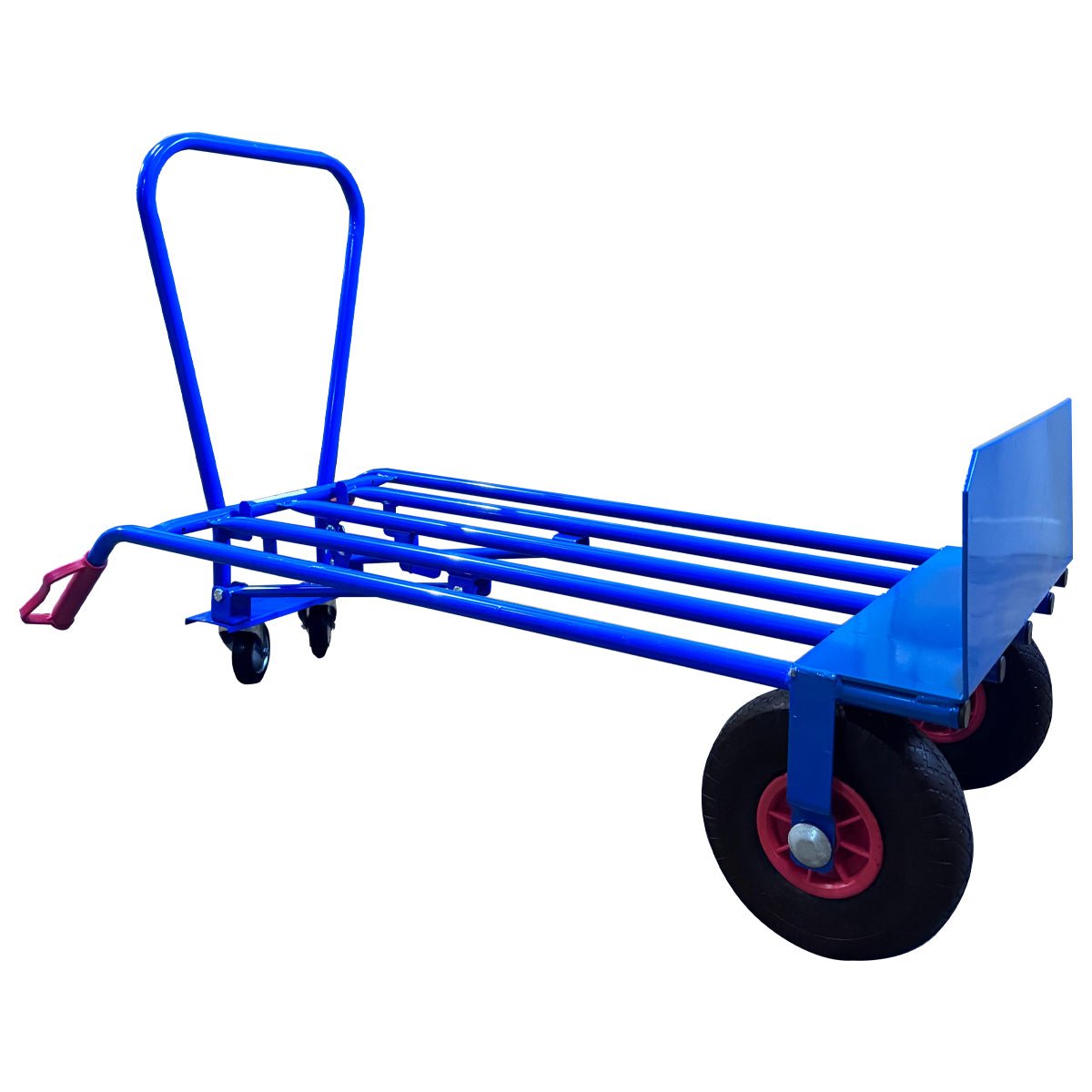 RackZone Hand Truck 2-in-1, 200kg, 1295H x 590W x 498D with swivel wheels.