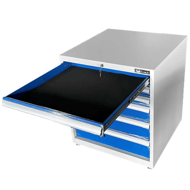 RackZone Industrial Six Drawer Cabinet, 800H x 710W x 700D, blue & silver.