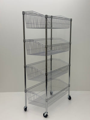 Wire Chrome Basket Shelf 1690H x 910W x 460D 4 Level