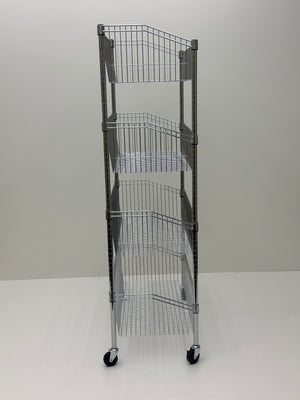 Wire Chrome Basket Shelf 1690H x 910W x 460D 4 Level