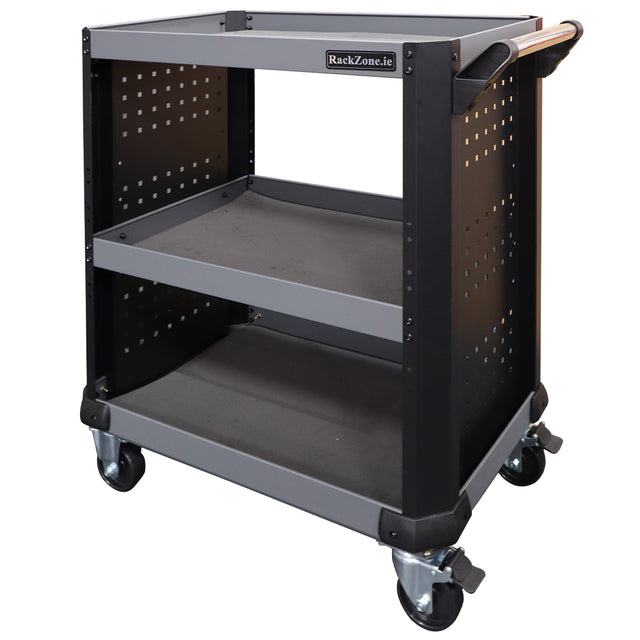 RackZone 3 Tier Service Tool Cart with handles and four caster wheels.