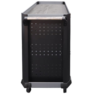 RackZone 3 Tier Service Tool Cart in black/gray with perforated side and handle.