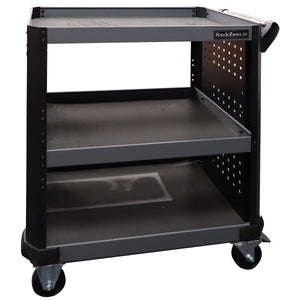 RackZone 3 Tier Service Tool Cart with wheels in black and gray.