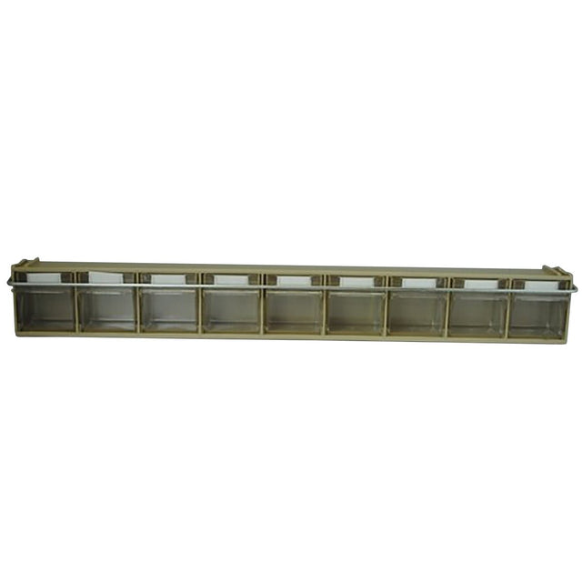 RackZone Storage Tilt Bin Locking Bars secure 10 clear bins for van storage.