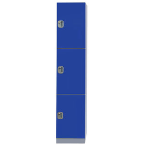 RackZone Plastic Locker, 3 Door, Blue, 1970h x 500d x 320w.