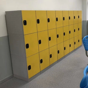 RackZone Plastic Locker 3 Door Blue, 1970h x 500d x 320w, in a room against a wall.
