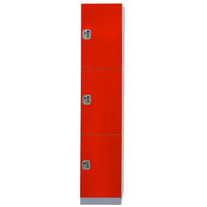 RackZone Plastic Locker, 3-Door, Red, 1970h x 500d x 320w.