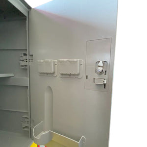 Open RackZone Plastic Locker 2 Door, shelves and holders visible inside.