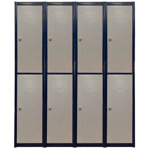 Eight RackZone Metal Locker 2 Door units with padlocks, in two rows of four.