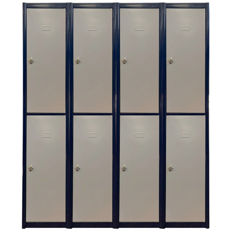 Eight RackZone Metal Locker 2 Door units with padlocks, in two rows of four.