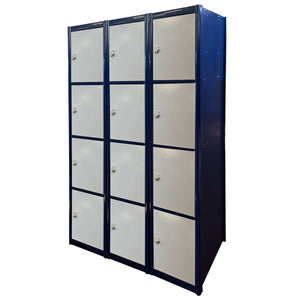 Metal Locker 4 Door 1800 x 500 x 300mm c/w Padlock 3 Bay