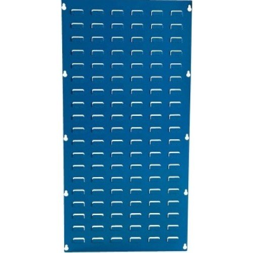 RackZone Louvre Panel 1000h x 500w, blue metal, slotted for storage bins.