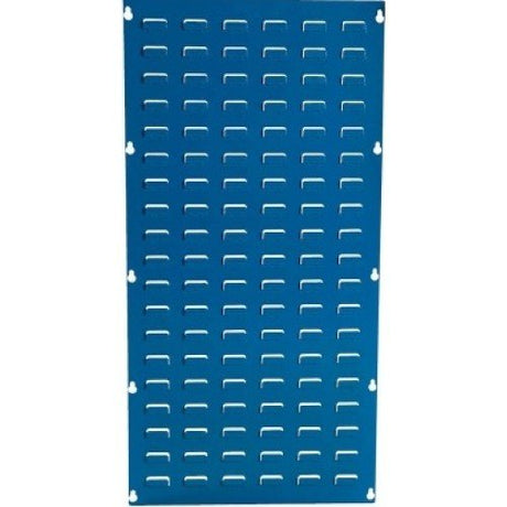 RackZone Louvre Panel 1000h x 500w, blue metal, slotted for storage bins.