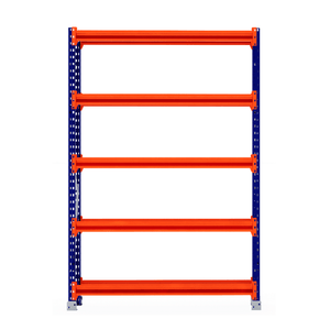 RackZone Tyre Racking 400mm Depth - Starter, blue frame & orange shelves.