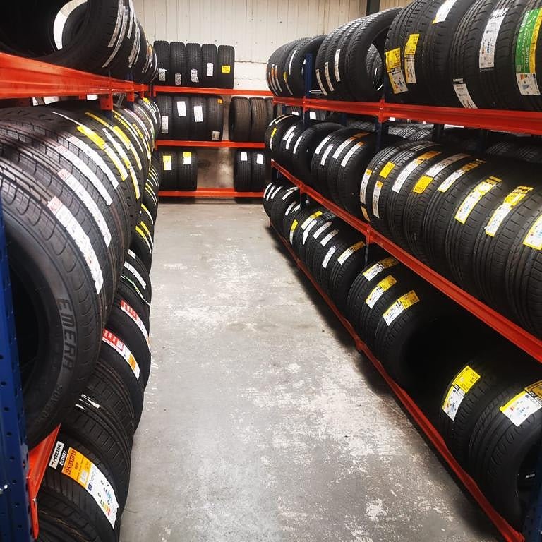 RackZone Tyre Racking 600mm Depth - Starter storing car tires on concrete floor.