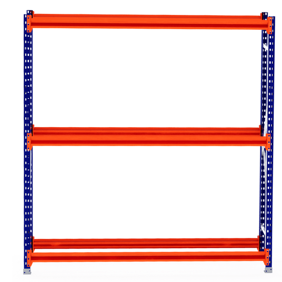 RackZone Tyre Racking 600mm Starter: blue frame, 3 orange shelves.