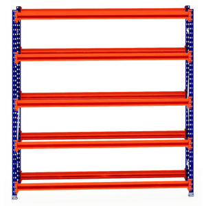 RackZone Tyre Racking 600mm, six orange shelves, blue supports, starter unit.