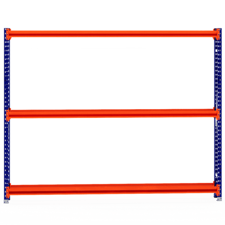 RackZone Tyre Racking 400mm Depth - Starter with blue frame, orange shelves.