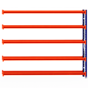 Five orange beams on a blue RackZone Tyre Racking 400mm Extender frame.