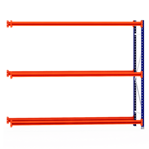 Three orange beams on one blue RackZone Tyre Racking 600mm Depth - Extender post.
