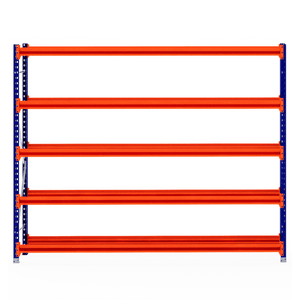 RackZone Tyre Racking 600mm Starter: 4 orange shelves, blue frame.