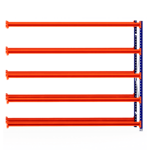 Five orange beams on a blue RackZone Tyre Racking 600mm Depth - Extender frame.