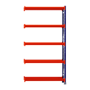 RackZone Tyre Racking 400mm Depth Extender with 5 orange beams, 1 blue support.