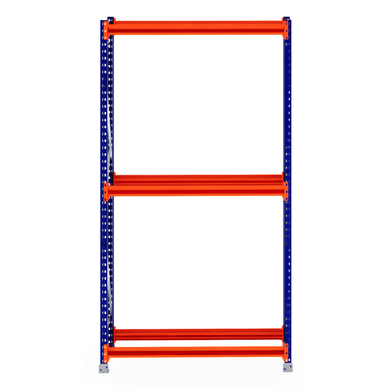 RackZone Tyre Racking 600mm Depth Starter with blue supports, orange beams.