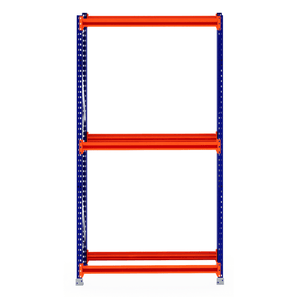 RackZone Tyre Racking 600mm Depth Starter with blue supports, orange beams.