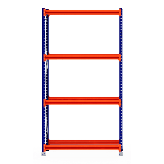 RackZone Tyre Racking 600mm Depth - Starter, empty with 4 orange shelves.
