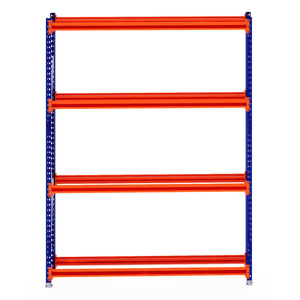 RackZone Tyre Racking 400mm Starter—orange beams, blue supports, ideal storage.