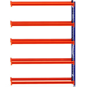 RackZone Tyre Racking 400mm Depth Extender with orange beams, blue supports.
